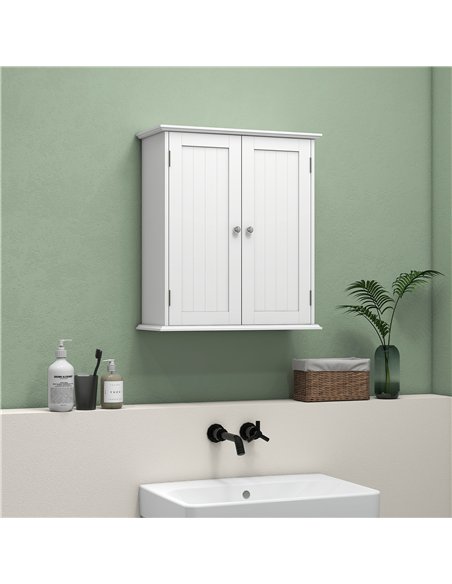 HOMCOM Bathroom Wall Cabinet, 3-Tier Wall-Mounted Bathroom Storage Cabinet with Adjustable Shelf, White - pic 185024 | FastDaddyshop