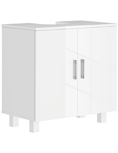 HOMCOM Bathroom Under Sink Cabinet for Basin without or with Pedestal - High Gloss White