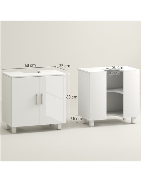 HOMCOM Bathroom Under Sink Cabinet for Basin without or with Pedestal - High Gloss White - pic 185029 | FastDaddyshop