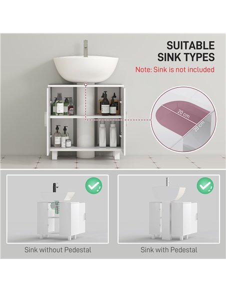 HOMCOM Bathroom Under Sink Cabinet for Basin without or with Pedestal - High Gloss White - pic 185030 | FastDaddyshop