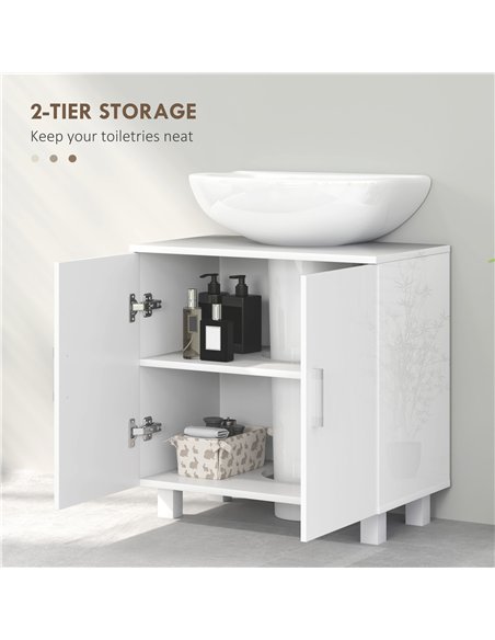 HOMCOM Bathroom Under Sink Cabinet for Basin without or with Pedestal - High Gloss White - pic 185031 | FastDaddyshop