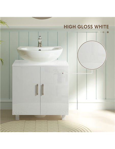 HOMCOM Bathroom Under Sink Cabinet for Basin without or with Pedestal - High Gloss White - pic 185032 | FastDaddyshop