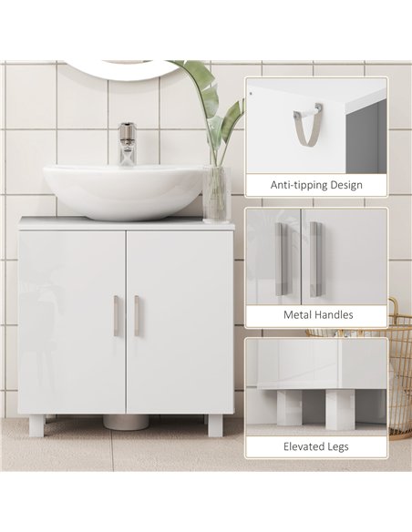 HOMCOM Bathroom Under Sink Cabinet for Basin without or with Pedestal - High Gloss White - pic 185033 | FastDaddyshop