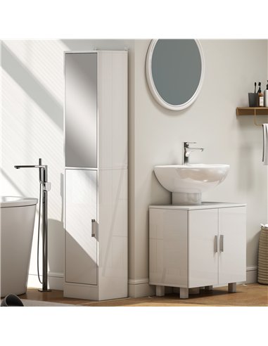 HOMCOM Bathroom Under Sink Cabinet for Basin without or with Pedestal - High Gloss White