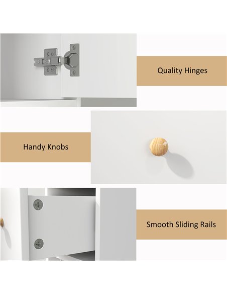 HOMCOM 178 cm Narrow Tall Bathroom Cabinet - White - pic 185042 | FastDaddyshop