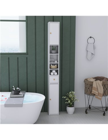 HOMCOM 178 cm Narrow Tall Bathroom Cabinet - White