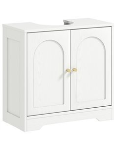 HOMCOM Under Sink Bathroom Cabinet with 2 Arch Doors - White