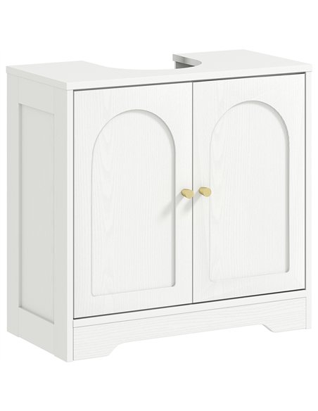 HOMCOM Under Sink Bathroom Cabinet with 2 Arch Doors - White - pic 185045 | FastDaddyshop
