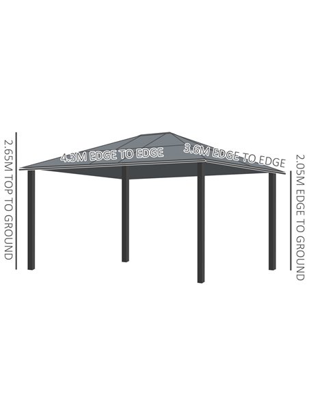 Outsunny 4x3.6m Hardtop Gazebo Canopy with Polycarbonate Roof, Aluminium Frame, Mosquito Netting and Curtains - pic 18505 | FastDaddyshop