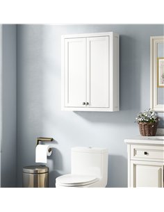 HOMCOM Bathroom Wall Cabinet with Adjustable Shelves - White 2