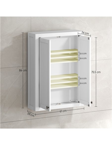 HOMCOM Bathroom Wall Cabinet with Adjustable Shelves - White - pic 185056 | FastDaddyshop