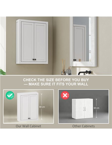HOMCOM Bathroom Wall Cabinet with Adjustable Shelves - White - pic 185057 | FastDaddyshop