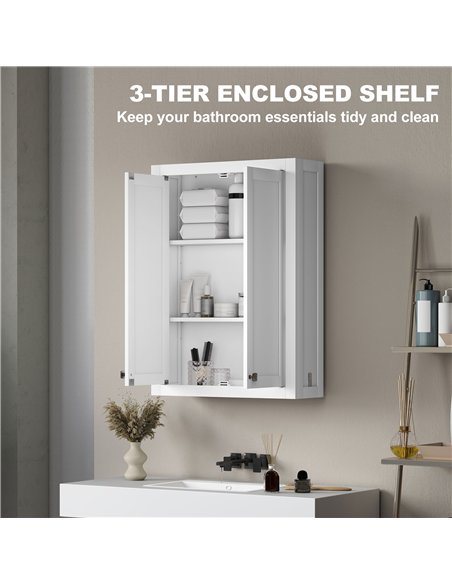 HOMCOM Bathroom Wall Cabinet with Adjustable Shelves - White - pic 185058 | FastDaddyshop