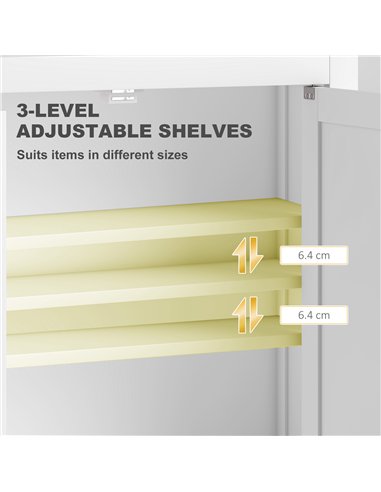 HOMCOM Bathroom Wall Cabinet with Adjustable Shelves - White