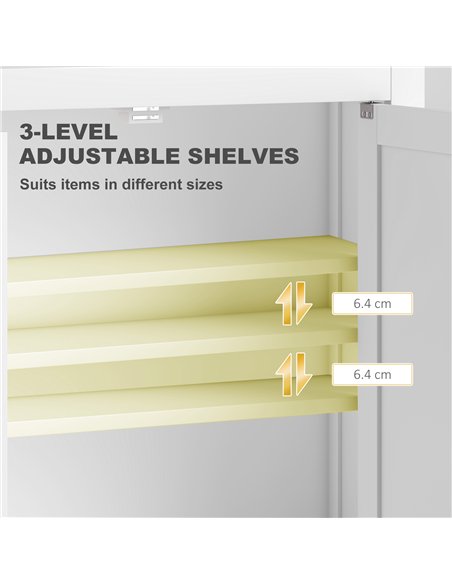 HOMCOM Bathroom Wall Cabinet with Adjustable Shelves - White - pic 185059 | FastDaddyshop