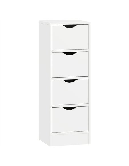 HOMCOM 4-Drawer Bathroom Cabinet, Freestanding Narrow Storage Cabinet with Groove Handles for Small Spaces, White - pic 185063 | FastDaddyshop