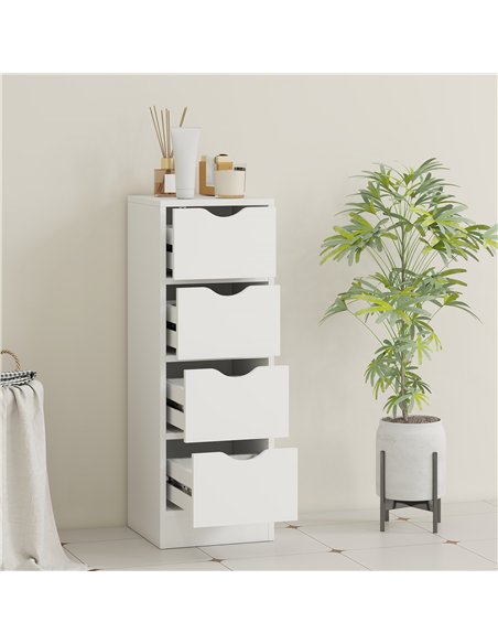 HOMCOM 4-Drawer Bathroom Cabinet, Freestanding Narrow Storage Cabinet with Groove Handles for Small Spaces, White - pic 185069 | FastDaddyshop