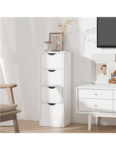 HOMCOM 4-Drawer Bathroom Cabinet, Freestanding Narrow Storage Cabinet with Groove Handles for Small Spaces, White - pic 185071 | FastDaddyshop