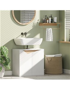 HOMCOM Under Sink Bathroom Cabinet, Bathroom Storage Cabinet with Soft-Close Doors, for Basin without Pedestal, White 2