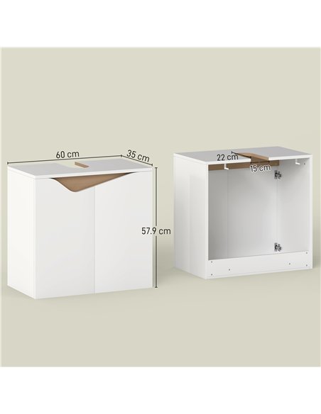 HOMCOM Under Sink Bathroom Cabinet, Bathroom Storage Cabinet with Soft-Close Doors, for Basin without Pedestal, White - pic 185083 | FastDaddyshop