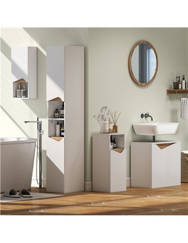 HOMCOM Under Sink Bathroom Cabinet, Bathroom Storage Cabinet with Soft-Close Doors, for Basin without Pedestal, White