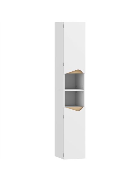 HOMCOM Tall Slim Bathroom Cabinet with 2 Doors, 2 Shelves - White - pic 185090 | FastDaddyshop