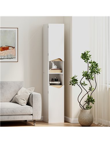 HOMCOM Tall Slim Bathroom Cabinet with 2 Doors, 2 Shelves - White