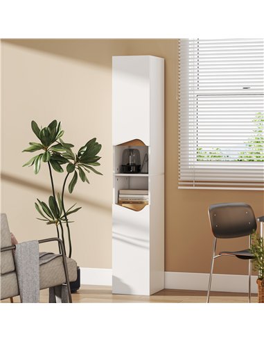 HOMCOM Tall Slim Bathroom Cabinet with 2 Doors, 2 Shelves - White