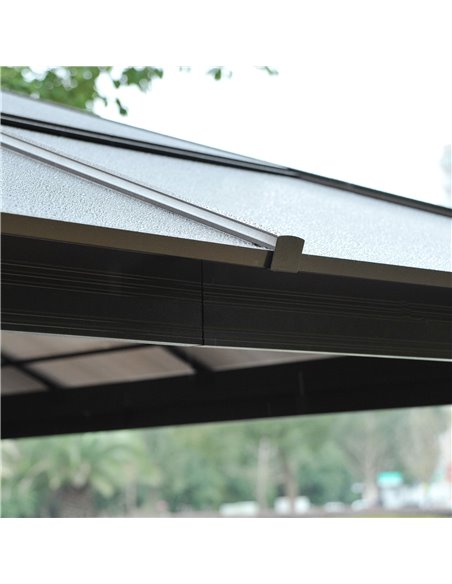 Outsunny 4x3.6m Hardtop Gazebo Canopy with Polycarbonate Roof, Aluminium Frame, Mosquito Netting and Curtains - pic 18510 | FastDaddyshop