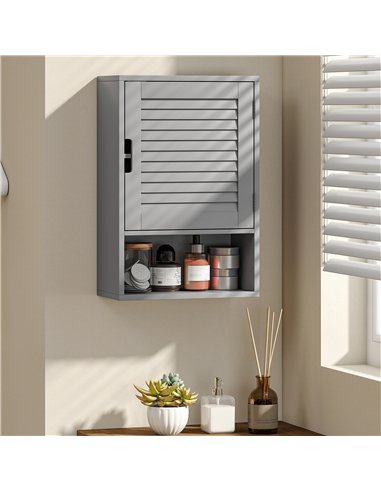HOMCOM Bathroom Cabinet, Wall Mounted Storage Cabinet with Adjustable Shelves, 40 x 20 x 60 cm, Grey