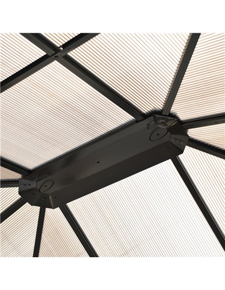 Outsunny 4x3.6m Hardtop Gazebo Canopy with Polycarbonate Roof, Aluminium Frame, Mosquito Netting and Curtains - pic 18511 | FastDaddyshop