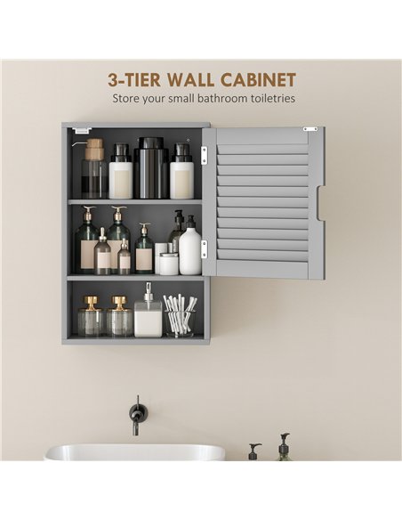 HOMCOM Bathroom Cabinet, Wall Mounted Storage Cabinet with Adjustable Shelves, 40 x 20 x 60 cm, Grey - pic 185111 | FastDaddyshop