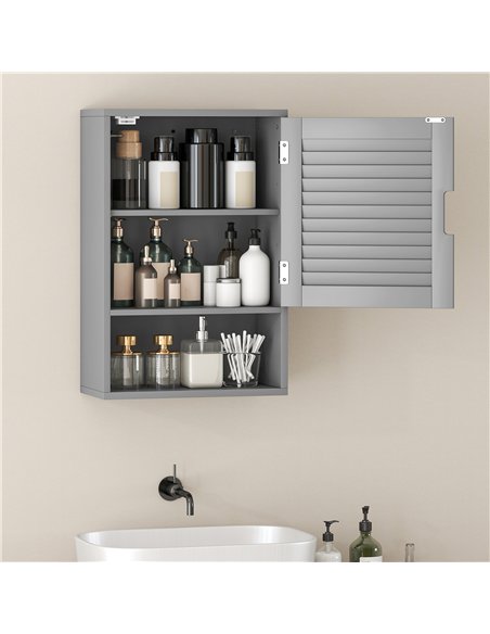 HOMCOM Bathroom Cabinet, Wall Mounted Storage Cabinet with Adjustable Shelves, 40 x 20 x 60 cm, Grey - pic 185114 | FastDaddyshop