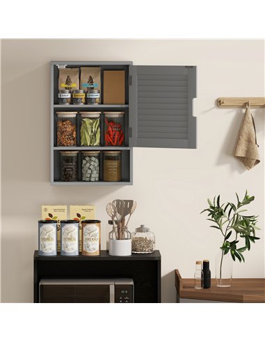 HOMCOM Bathroom Cabinet, Wall Mounted Storage Cabinet with Adjustable Shelves, 40 x 20 x 60 cm, Grey