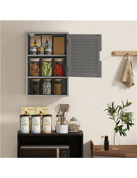 HOMCOM Bathroom Cabinet, Wall Mounted Storage Cabinet with Adjustable Shelves, 40 x 20 x 60 cm, Grey - pic 185115 | FastDaddyshop