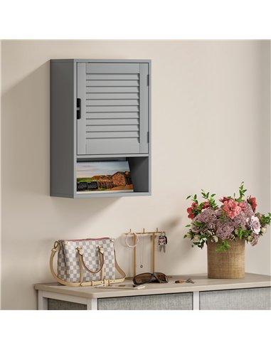 HOMCOM Bathroom Cabinet, Wall Mounted Storage Cabinet with Adjustable Shelves, 40 x 20 x 60 cm, Grey