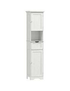 HOMCOM Slim Bathroom Storage Cabinet, with Sensor Lights - White