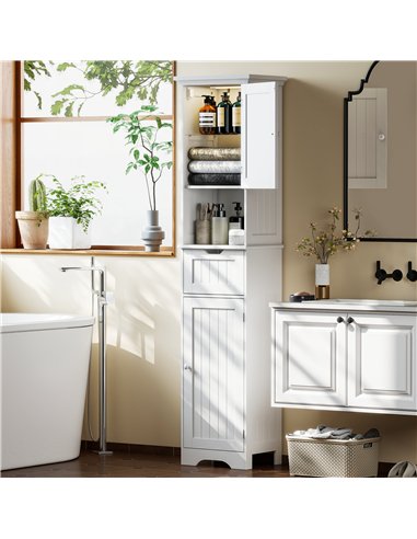 HOMCOM Slim Bathroom Storage Cabinet, with Sensor Lights - White