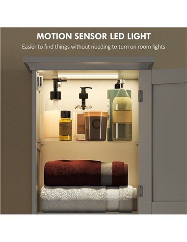 HOMCOM Slim Bathroom Storage Cabinet, with Sensor Lights - White