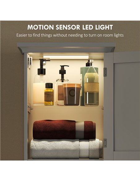 HOMCOM Slim Bathroom Storage Cabinet, with Sensor Lights - White - pic 185120 | FastDaddyshop