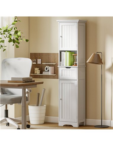 HOMCOM Slim Bathroom Storage Cabinet, with Sensor Lights - White