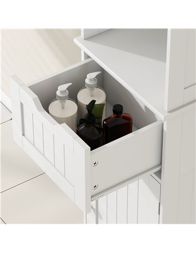 HOMCOM Slim Bathroom Storage Cabinet, with Sensor Lights - White