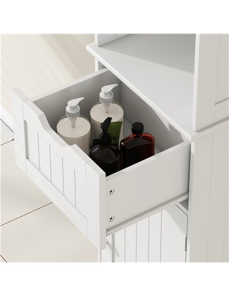 HOMCOM Slim Bathroom Storage Cabinet, with Sensor Lights - White - pic 185125 | FastDaddyshop