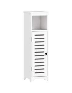 HOMCOM Bathroom Floor Cabinet, Bathroom Storage Unit with Louvered Door, Open Shelf, Adjustable Shelf, White, 22 x 20 x 75 cm