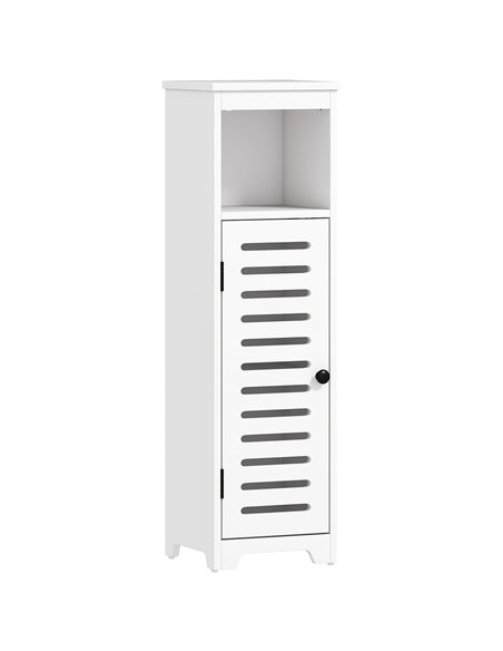 HOMCOM Bathroom Floor Cabinet, Bathroom Storage Unit with Louvered Door, Open Shelf, Adjustable Shelf, White, 22 x 20 x 75 cm - pic 185126 | FastDaddyshop