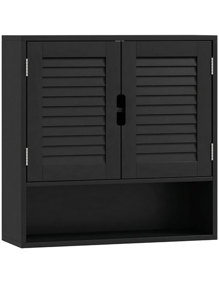 HOMCOM Bathroom Cabinet, Wall Mounted Storage Cabinet with Adjustable Shelves, 60 x 20 x 60 cm, Black - pic 185135 | FastDaddyshop