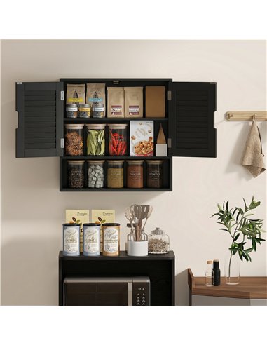 HOMCOM Bathroom Cabinet, Wall Mounted Storage Cabinet with Adjustable Shelves, 60 x 20 x 60 cm, Black