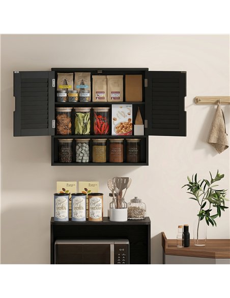 HOMCOM Bathroom Cabinet, Wall Mounted Storage Cabinet with Adjustable Shelves, 60 x 20 x 60 cm, Black - pic 185142 | FastDaddyshop
