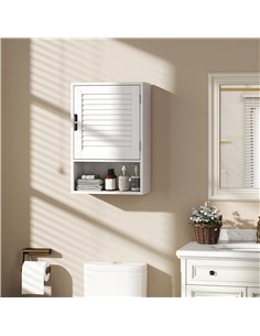 HOMCOM Bathroom Cabinet, Wall Mounted Storage Cabinet with Adjustable Shelves, 40 x 20 x 60 cm, White 2