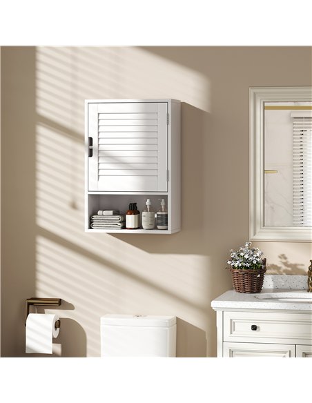 HOMCOM Bathroom Cabinet, Wall Mounted Storage Cabinet with Adjustable Shelves, 40 x 20 x 60 cm, White - pic 185145 | FastDaddyshop